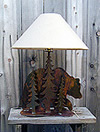 Bear Lamp w/Trees & Shade