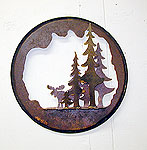 Round Moose and Tree Mural